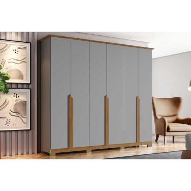 Imagem de Guarda Roupa 6 Portas E 6 Gavetas Andréas C- Pés Cinza-nature - Henn