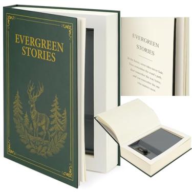 Imagem de Cofre decorativo grande para livros com cadeado de combinação, 27 x 19 cm × 3 cm, caixa de desvio de armazenamento oculto para dinheiro, telefone, passaporte, objetos de valor – estante de livros de