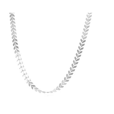 Imagem de Colar Choker Feminino com Prata Escama de Peixe 45cm Corrente Lisa Moderna Fecho Seguro Hipoalergênica Joia Minimalista e Elegante