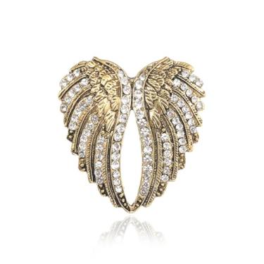 Imagem de Broche de asa de anjo broche de strass joias broches de cristal e alfinetes para mulheres xaile de Natal, Large, Zinco, Sem Pedra Preciosa