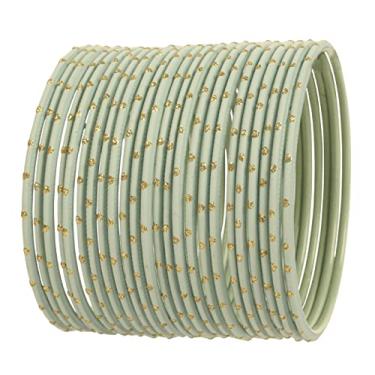 Imagem de Touchstone Conjunto de 24 pulseiras coloridas coloridas coloridas com esmalte dourado exclusivo da coleção de pingentes de Bollywood indiano exclusivo conjunto de 24 para mulheres., Sem pedras preciosas