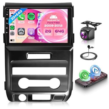 Imagem de Rádio de carro 2G + 64G para Ford F150 2009 2010 2011 2012 com carro sem fio CarPlay Android Auto, tela sensível ao toque de 9 polegadas Android estéreo para carro com GPS Navi WiFi Mirror Link SWC