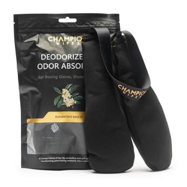 Imagem de Champion Wipes Desodorizador e inserções absorventes de odor para luvas de boxe e todos os equipamentos esportivos, absorção de carvão de bambu, design de bolsa dupla fácil de puxar