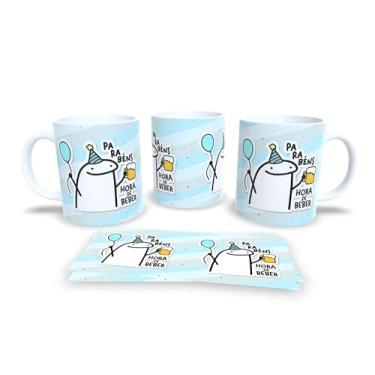 Imagem de Caneca Decorativa Parabéns Amiga, Cerâmica, Listras Coloridas, Design Divertido com Bolo de Aniversário, Presente para Amiga (12880)