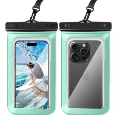 Imagem de Bolsa de telefone à prova d'água, bolsa seca para iPhone 15 14 13 Pro Max até 21.1 cm, Cruise Essentials Must Haves Travel EssentiBeach Accessories for Vacation Must Haves, 1 pacote - verde
