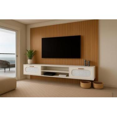 Imagem de Painel Para Tv 55 Polegadas Ripado Rack Incluso Todo Em MDF - Jasper M