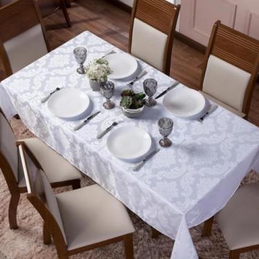 Imagem de Toalha de Mesa Jacquard Natal e Réveillon 4 6 e 8 Lugares – Decoração para Jantar e Eventos Especiais (BRANCA,8 LUGARES 2.5 X 1.4)