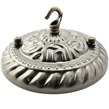 Imagem de ZYAMY Base de lâmpada de placa de luz de teto com gancho de abertura e acessórios de iluminação pendente em relevo com parafuso correspondente para luminária pendente ou lustre, bronze antigo