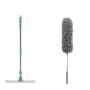 Imagem de Rodo Limpador de Silicone Mágico Multifuncional Água Suspensa para Banheiro Varredor (Rodo (1,4M) + Espanador)