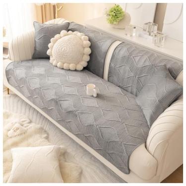 Imagem de SPXMQSS Capas de sofá para sofá secional, capas de assento de sofá de veludo holandês, capas de almofada de sofá universais antiderrapantes em forma de L C 110 x 110 cm