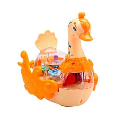 Imagem de MERIGLARE Cisne eletrônico mecânico com engrenagens móveis, brinquedo sensorial com luzes transparentes e música para crianças a partir de 3 anos, meninos e