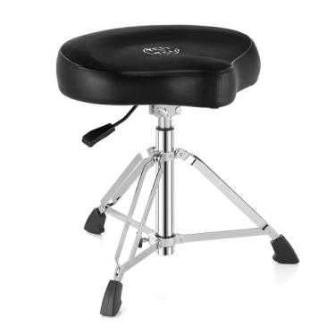 Imagem de TENTOTEN Tambor hidráulico Drum Throne, assento de tambor ergonômico removível com superfície de veludo de espuma viscoelástica e base dobrável, banco de bateria de 48 a 61 cm de altura para adultos e
