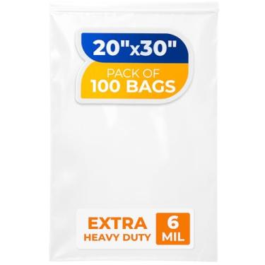 Imagem de Paclord Sacos médios de 50,8 cm x 76,2 cm, 6 mil (pacote com 100) – Sacos plásticos reutilizáveis resistentes – transparentes, resseláveis, à prova d'água – para armazenar e organizar roupas, joias e