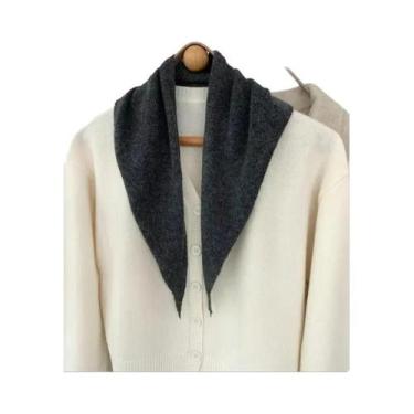 Imagem de Cachecol De Lã Triangular Listrado Quente E Macio Para O Inverno Femin