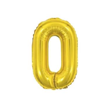 Imagem de Balao metalizado 40cm dourado numero 0 - Warna