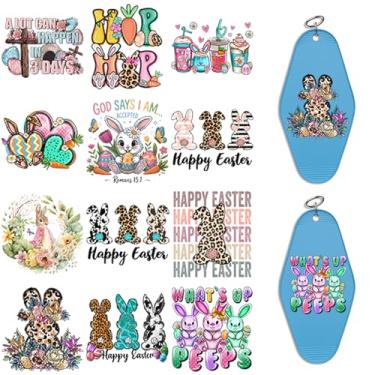 Imagem de Elewins 24 peças Happy Easter UV DTF Cup Wrap Transfer Paper for Motel Keychains UV DTF Package Printing Paper for Acrylic Hotel Keychains, Colorful UV DTF Cup Wrap (Frases de Páscoa)