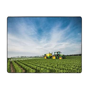Imagem de ZERAOKE Tapete de área de fazenda de trator 48 x 63 polegadas, lavável na máquina com suporte antiderrapante, tapetes macios para sala de estar, quarto, entrada, quarto de crianças, decoração de casa
