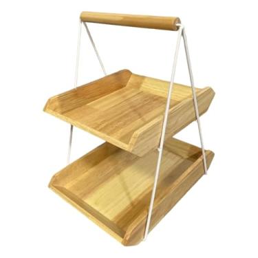 Imagem de DimyFew Bandeja para Frutas, Bandeja para Lanches, Travessa para Frutas, Suporte para Legumes, Bandeja de Madeira com Alça Prática para Organização Da Cozinha, Castanho claro G