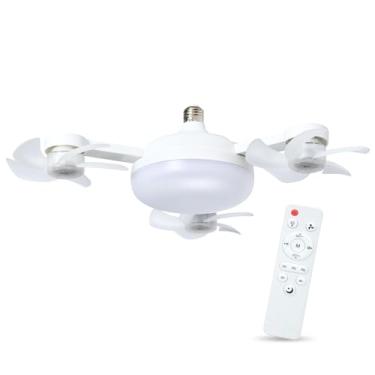 Imagem de Ventilador de Teto LED com Controle Remoto, 3 Velocidades, Luz Regulável 3000K-6500K, 16-20 Polegadas, Instalação em Bocal E27, Timer Automático, Baixo Consumo de Energia (16", F3)