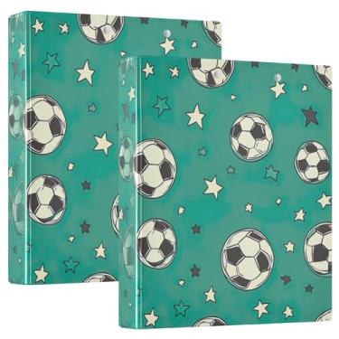Imagem de xigua 3 fichários redondos de bolas de futebol e estrelas comporta 200 folhas, à prova d'água, tamanho carta, 3, fichários com bolsos internos transparentes de PVC e clipe de metal antiderrapante
