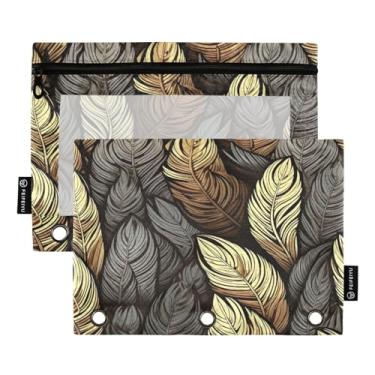 Imagem de Wassud Pastas de fichário com 3 furos, pastas de bolso com pena dourada, pasta organizadora para escritório em casa, pacote com 2