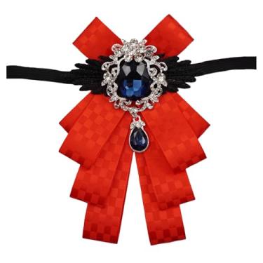 Imagem de Topz Broche de gravata borboleta brilhante para mulheres elegante gravata borboleta masculina de strass para presente de Natal festa nupcial gravata brilhante, 11*16cm/4.3* 6.2 inches, Diamante de