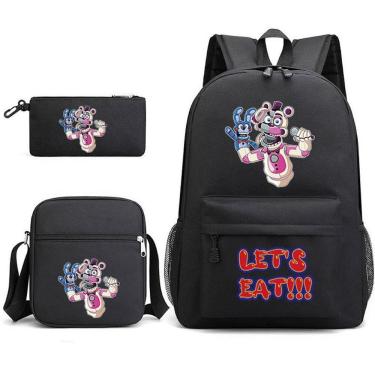 Imagem de Mochila Five Nights, bolsa de lona de anime, conjunto de mochilas escolares, 3 unidades