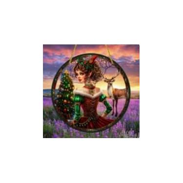 Imagem de Enfeite de disco de acrílico de Papai Noel de Natal para árvore, parede, janela, decoração de festa em casa (O)