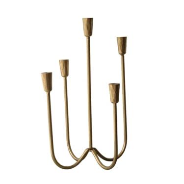 Imagem de MotiveTech Castiçal de mesa com 5 braços para velas cônicas, peça central romântica para fotos, candelabro de metal para hotel, inauguração de casa.