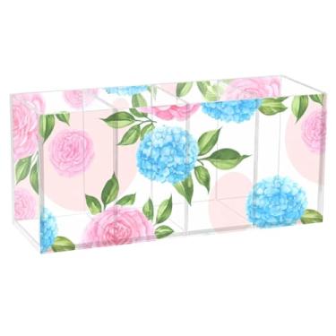 Imagem de Burbuja Porta-canetas de acrílico com 4 compartimentos, suporte de lápis transparente para pincéis de maquiagem, acessórios de mesa de escritório em casa