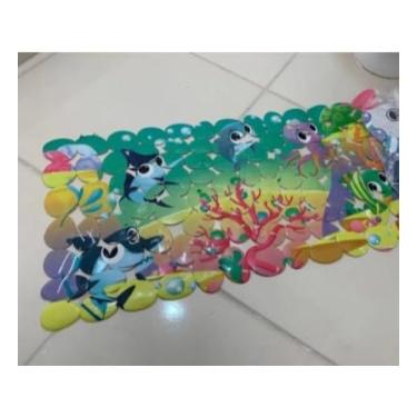 Imagem de Tapete de Banheiro Antiderrapante Moderno com Ventosa Retangular para Box e Chuveiro (504-Tubarao)