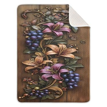 Imagem de xigua Cobertor de bebê com flor de lírio e uva, cobertor de algodão para bebês, cobertor leve e macio para berço, carrinho de bebê, cobertores de berçário, 76 x 101 cm
