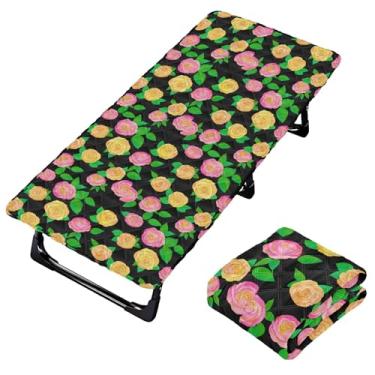 Imagem de Burbuja Lençol de berço de rosas para crianças, lençol de cochilo acolchoado portátil com faixa elástica para meninas e meninos, lavável na máquina, 63,5 x 127 cm