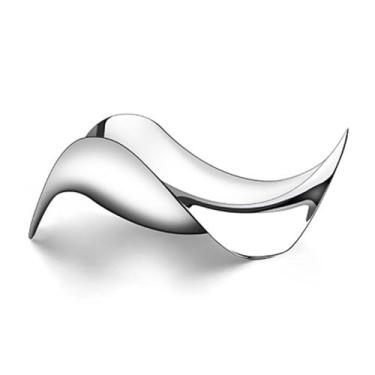 Imagem de Fruteira Fruteira em formato de onda com design moderno e acabamento brilhante, ideal para servir aperitivos na cozinha e sala de estar. Decoração de mesa(Pequeno)