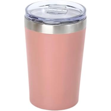 Imagem de Copo Térmico de Aço Inoxidável 350ml com Tampa Giratória Antiderrapante - Design Duplo Isolante e Impermeável (rosa)