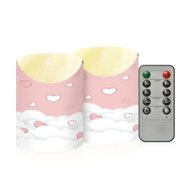 Imagem de Wassud Pacote com 2 velas sem chama com controle remoto, velas realistas cintilantes com temporizador, velas decorativas para Natal, casamento, festa, decoração pequena