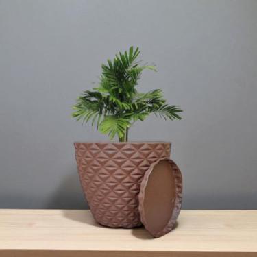 Imagem de Vaso Decoratico Planta Flor Coluna Diamante 20x23 Jardim Varanda Polietileno (Marrom)