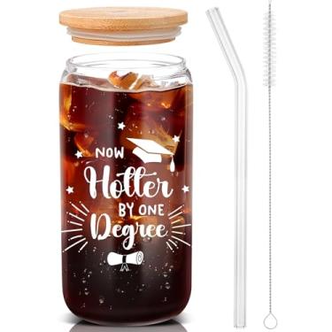 Imagem de Yetene Copo de vidro de formatura de 473 ml, presentes para ela agora mais quente por One Degree presente motivacional inspirador para amiga, colega de trabalho, irmã, irmão