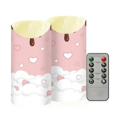 Imagem de Wassud Pacote com 2 velas sem chama com controle remoto, velas realistas cintilantes com temporizador, velas decorativas para Natal, casamento, festa, decoração de casa, médio