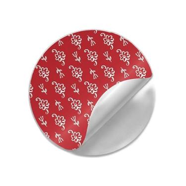 Imagem de Adesivos Redondos Natalinos 25 Unidades Estampa Flores Artesanal - Tamanho 85x85cm