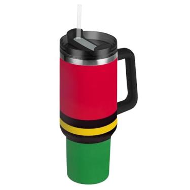 Imagem de Copo de 850 g com alça copos de aço inoxidável com tampas e canudos, garrafa de água isolada à prova de derramamento, caneca de café quente para carro bandeira nacional de Vanuatu