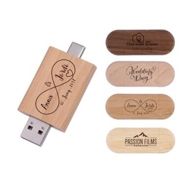 Imagem de Unidade USB OTG de madeira personalizada, pen drive gravado personalizado para eventos corporativos, materiais promocionais, lembranças de casamento, com caixa de presente de madeira opcional, cartão