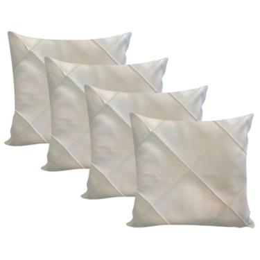 Imagem de Almofadas Cheias em Suede Drapeada 45x45cm Decorativas Sala Quarto Sofá(4 BEGE)