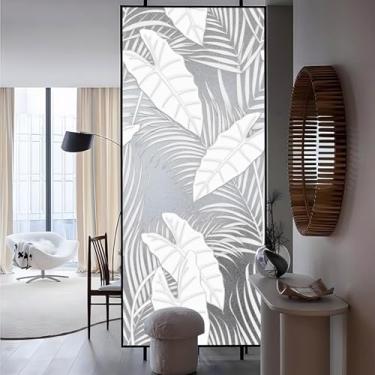 Imagem de Chicskin Película de privacidade de janela tropical fosca 3D sintética para porta e janela de vidro, 75 x 175 cm 3D-Caladium