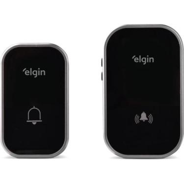 Imagem de Campainha Residencial S/FIO Preta Conjunto - ELGIN