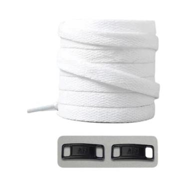 Imagem de Cadarços Planos Pretos E Brancos Para Tênis AF1 Com Fivela De Metal - 