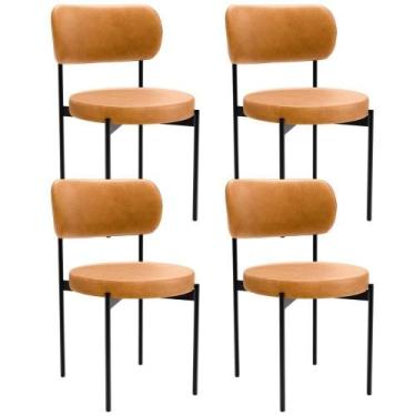 Imagem de Kit 04 Cadeiras Estofadas Para Sala De Jantar Louvre L02 material sint