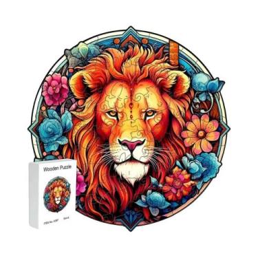 Imagem de Quebra-Cabeça De Madeira Para Adultos Em Forma Irregular De Leão, Caix
