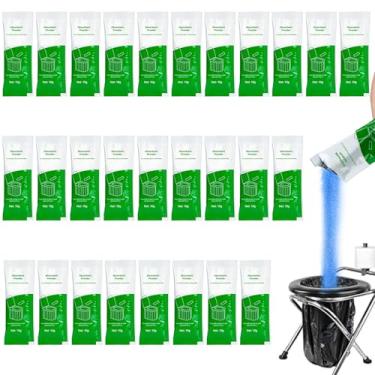 Imagem de RAINFLOW 28 pacotes de gel em pó absorvente – Polímero absorvente de líquido para sanitários portáteis de acampamento, sacos de limão, caminhadas, viagens de emergência, vasos sanitários perfumados