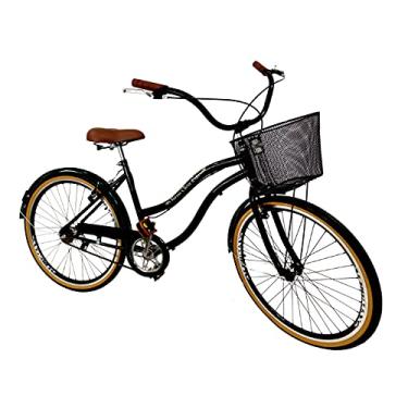 Imagem de Bicicleta Aro 26 passeio sem marchas com cesta metal Preto